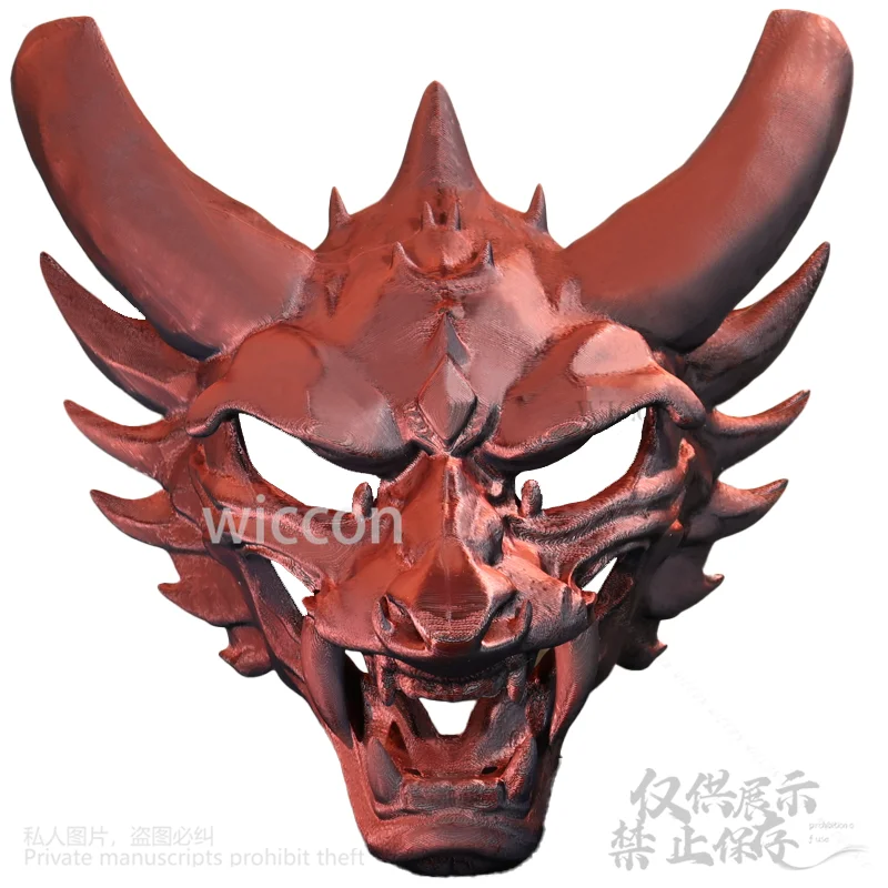 Anime Japanese Demon Samurai Dragon 3D Polylactic Acid Masks Cosplay Halloween Party Deathcore Darkness Furry Props Customized