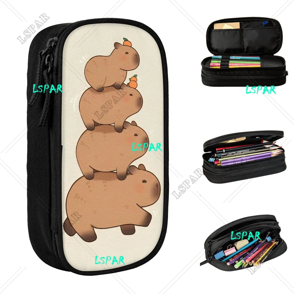 

Lovely Kawaii Capybara Cartoon Cute Pencil Cases Pencilcases Pen Box for Student Large Bags Students School Cosmetic Stationery