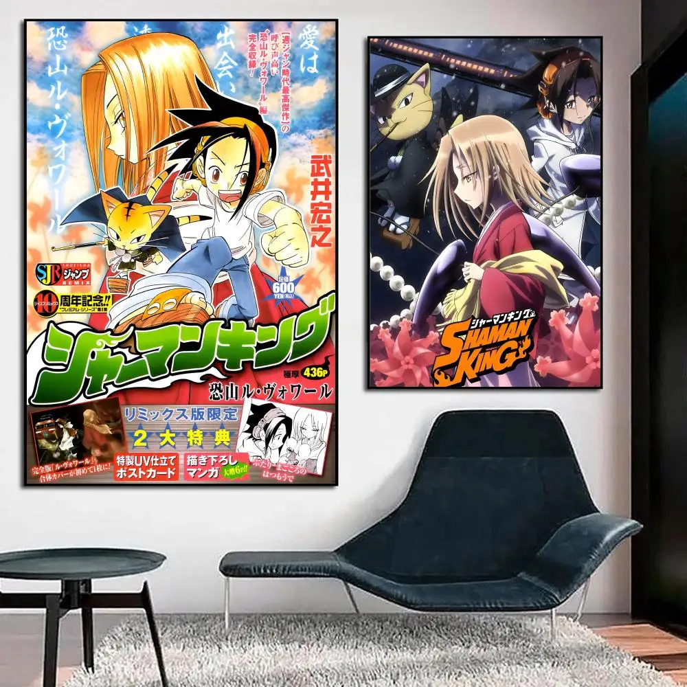 Anime S-shaman King Poster Durable Waterproof Aesthetic Stickers Wall Art HD  for Office Bedroom Bar  Coffee Home Decor