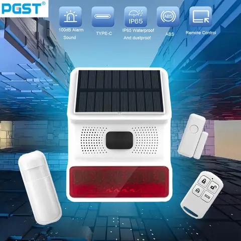 Alarme Sem Fio de Instalação Externa 433MHz, Sem Necessidade de Conexão de Fonte de Energia, Alimentação Solar, Conectado ao Host