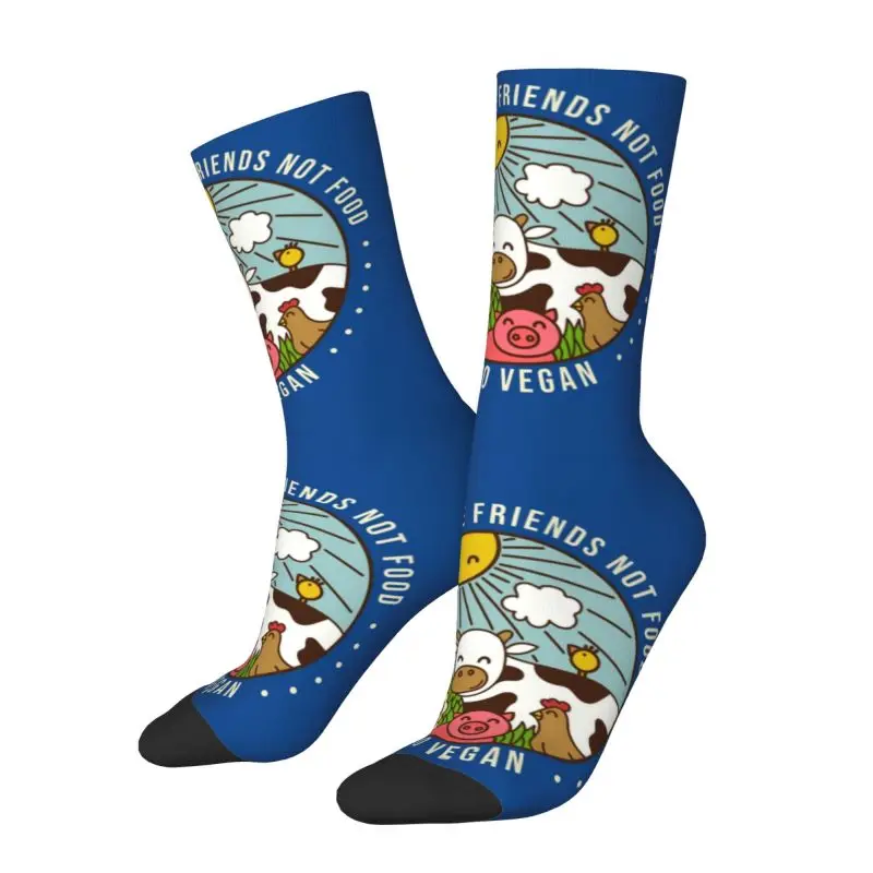 Vegan Animals Dress Socks Men Women Warm Fashion Vegan Veganism Pig Turkey Green Crew Socks