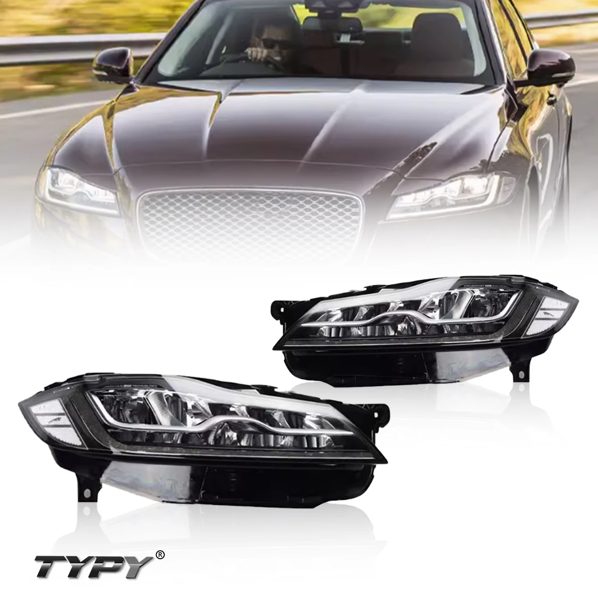 

TYPY New LED Headlight Upgrade Modified Full Head Lamp For JAGUAR XF F-PACE 2016-2019 Turn Signals Daytime Running Lights