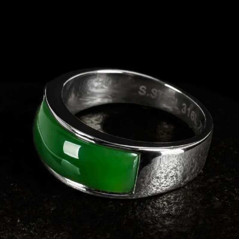 2026 Real Green Natural Hetian Jade Ring 925 Sterling Silver Ring Couple Rings Men Women Jewelry Lucky Stone Jade Finger Ring view 3