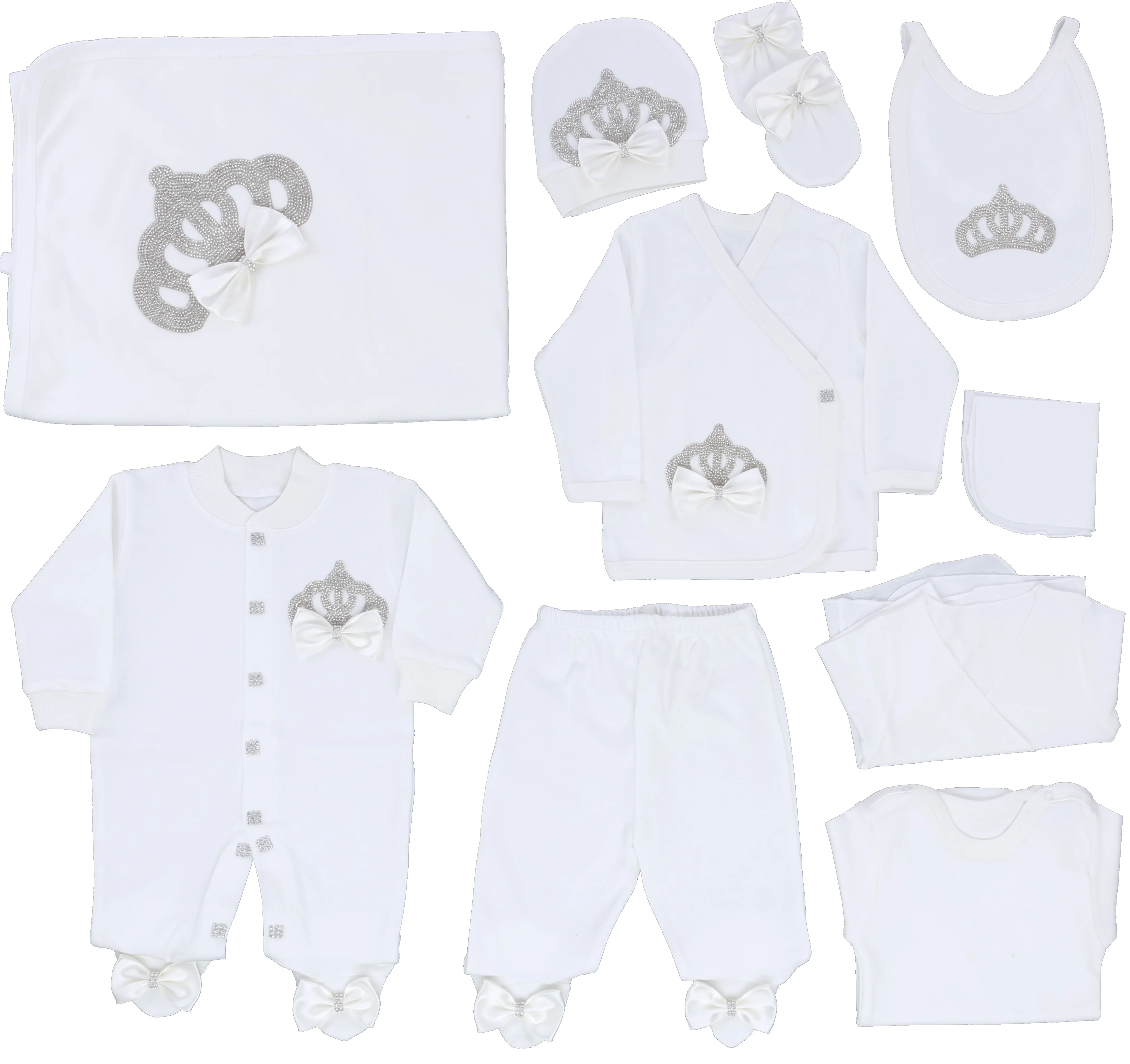 Long Sleeve 10 Pieces 100% Cotton Fabric Knitted Newborn New Design Custom Wholesale Baby Romper Set, Baby Blanket