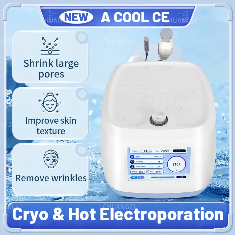 

Portable ACOOL A COOL Cold And Warm Eletroporation RF Cryo Facial Skin A-COOL Skin Cooling Freezing Mesotherapy Machine