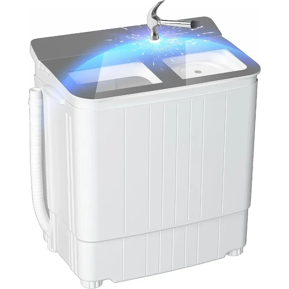 Portable washingmachine and dryer, 14.5 pound mini washing machine combined with rotary dryer, compact twin drum washing machine