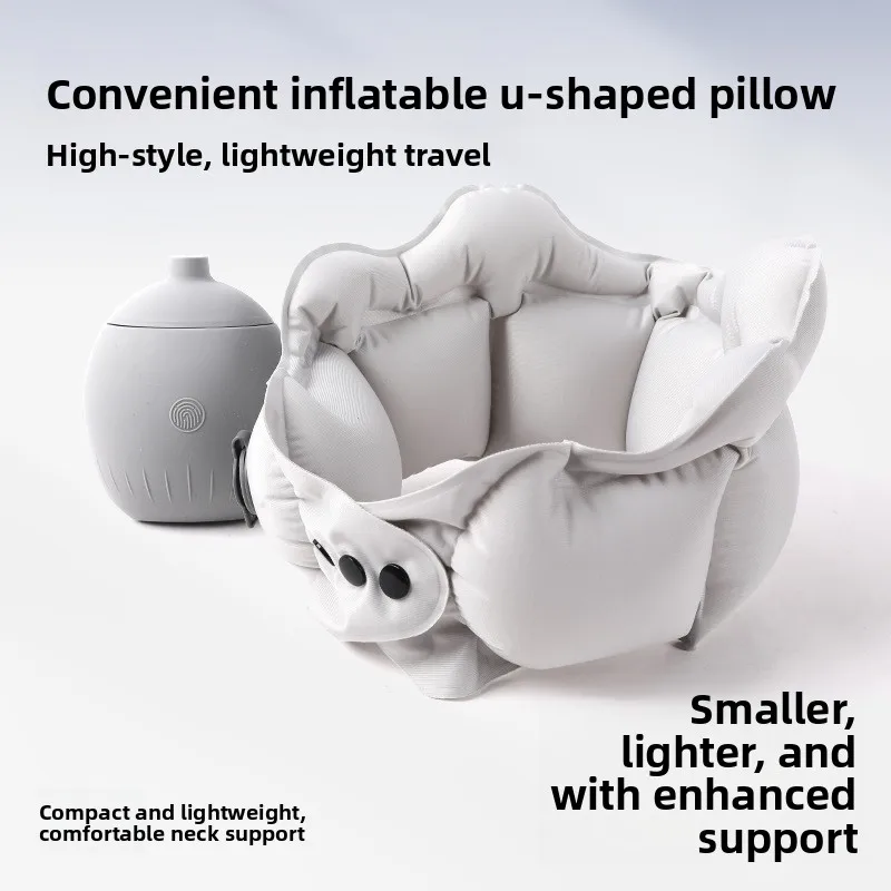 

Inflatable U-shaped, press-type portable neck pillow, compact and easy to store, for travel car aircraft