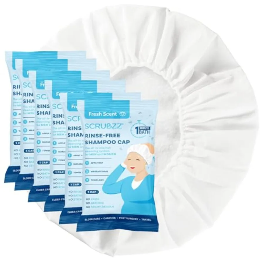 

Scrubzz Shampoo Caps No Rinse for Elderly and Bedridden Patients Rinse Free Shampoo Caps for Post Surgery and Hospital Stays Wa