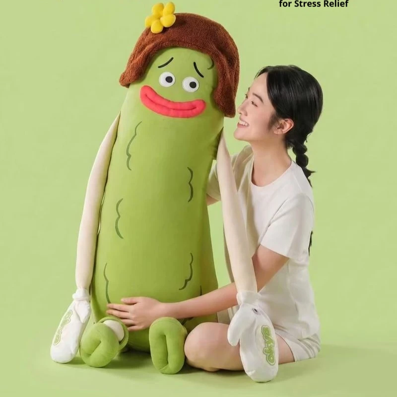 OKYA Bitter Melon King Soft Plush Long Body Pillow Leg Hug Sleeping Cushion Soothing Comfort Doll For Adults Bedroom Rest Gift