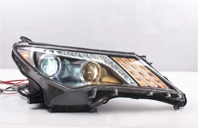 2pcs Bumper lamp For head lamp RAV4 headlights 2013 2014 2015Year RAV4 DRL LED light hid bi xenon lens projector RAV 4