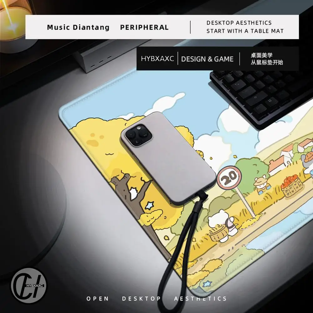 Kawaii Rabbit Purple Cartoon Mouse Pad Gaming keyboard Office Accessories Xxl Non-Slip Carpet Rubber Mousepad Home HD Print Rugs