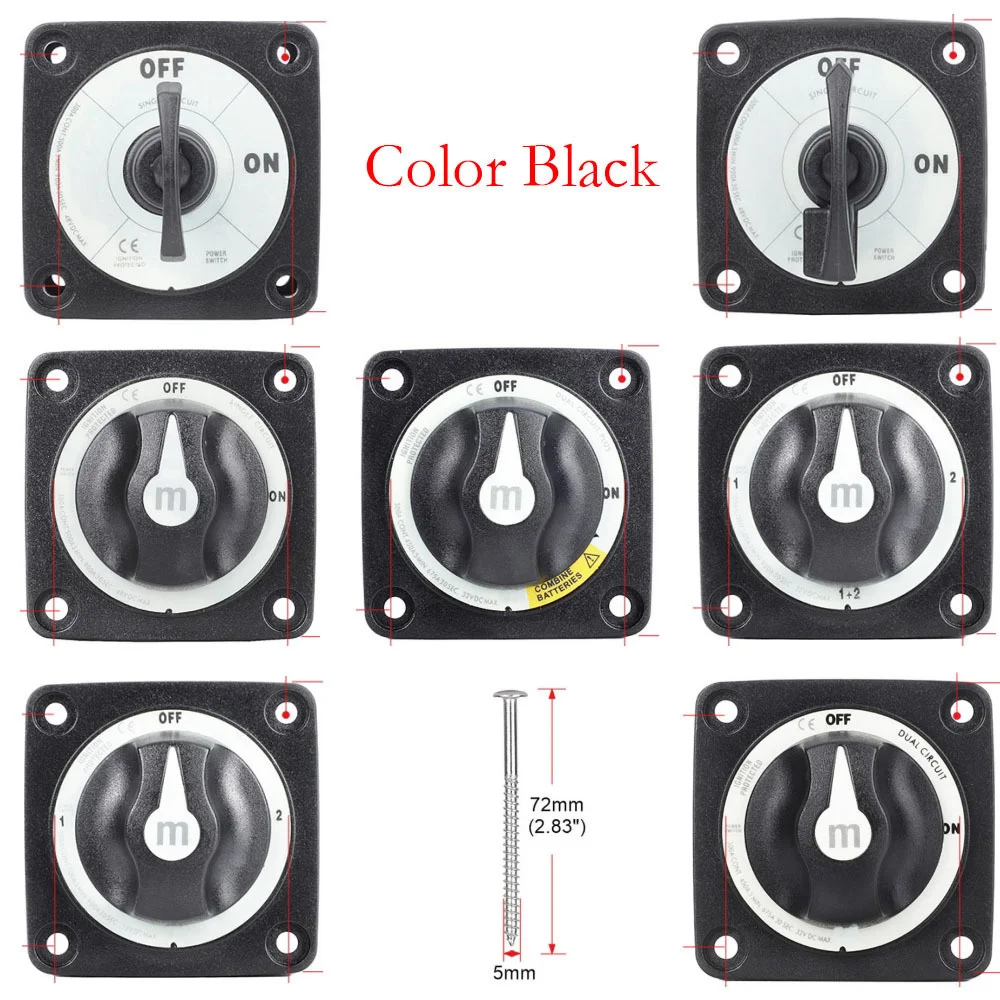 2 3 4 Position Battery Mass Switch M10 12V Selector Marine Isolator Disconnect Rotary Switch for Camper RV Truck Boat Caravan