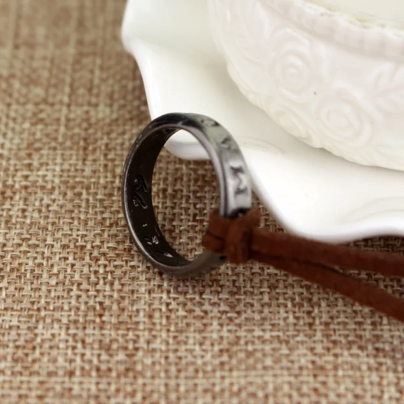 Movie Game Uncharted 4 Necklace Nathan Drake Cosplay Ring Leather Code Ancient Vintage Pendant Jewelry Prop image 4