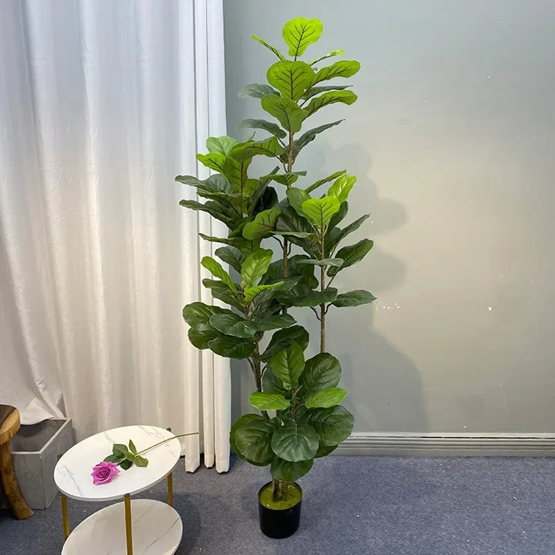 59in großen Ficus baum künstliche Pflanzen gefälschten Baum Kunststoff Banyan Blätter echte Berührung Banyan Baum Blätter für Home Office Shop Dekor – Detail 6
