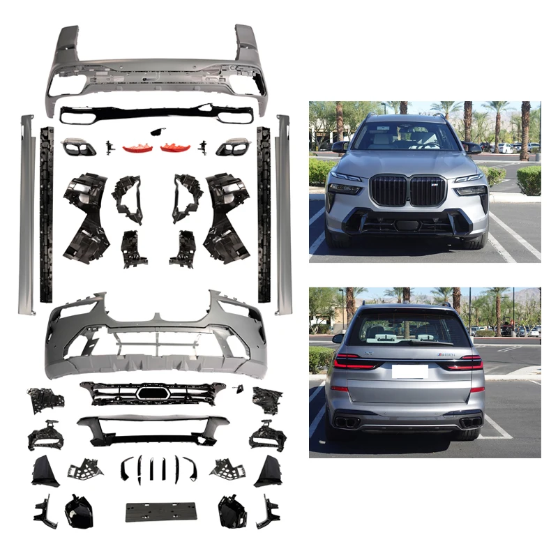 Xds alta qualidade estilo m-tech amortecedor dianteiro traseiro farol fender saia lateral capô corpo kit para x7 g07 lci 2023-a x7 lci M-T