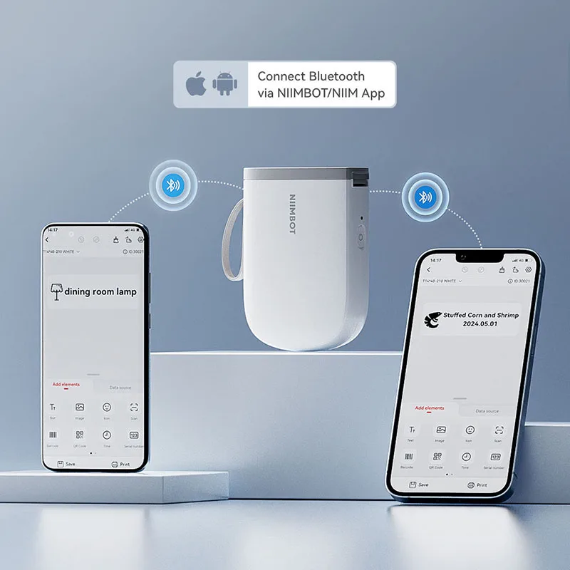 NIIMBOT D11 ใหม่รุ่นเครื่องพิมพ์ Mini แบบพกพา 300DPI Bluetooth Wireless Label Maker ชื่อแท็กสติกเกอร์ครัว PrintingMaker