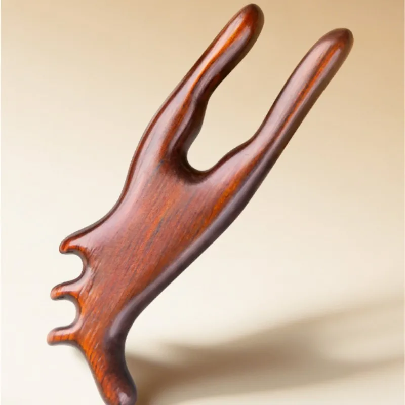 Purplewood sandalwood ear-boosting ear-cup massage device - Meridian-stretching rod for pulling and stretching meridians