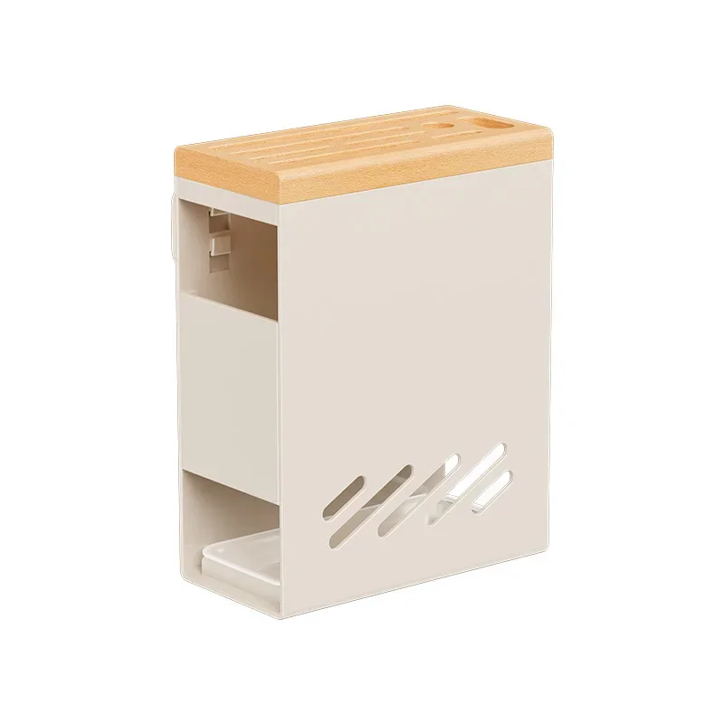 Beech Light Luxury Kitchen Knife Rack Shelf Wall Mounted Vegetable Knife Rack Cream Style Knife Organizer