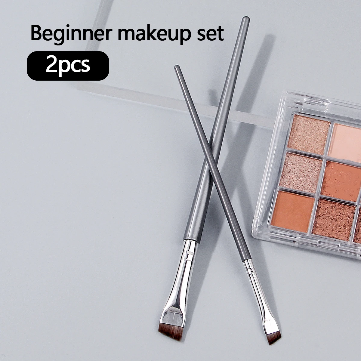 2PCS 超薄型ファインベベルブレードアイライナーブラシ、目と目の下のディテール用の多目的初心者向けメイクブラシツール