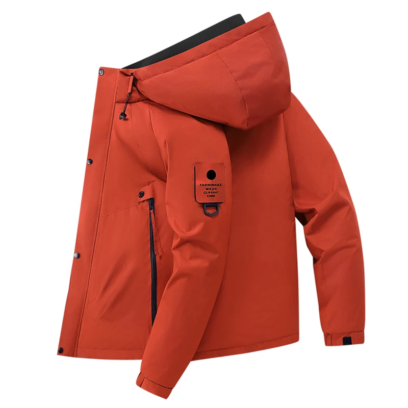 New Breathable Fashion Hooded Men Jacket Outdoors Loose Comfort Versatile Casual Solid Coat Winter Thickening Keep Warm Parka