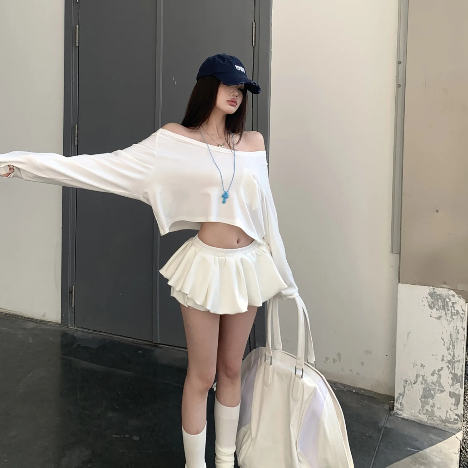 

Low Waist Short T-Shirt Women's A-Line Flower Bud Skirt Half-length Sunscreen Shorts Trendy Skirt Pants Skirt Pants