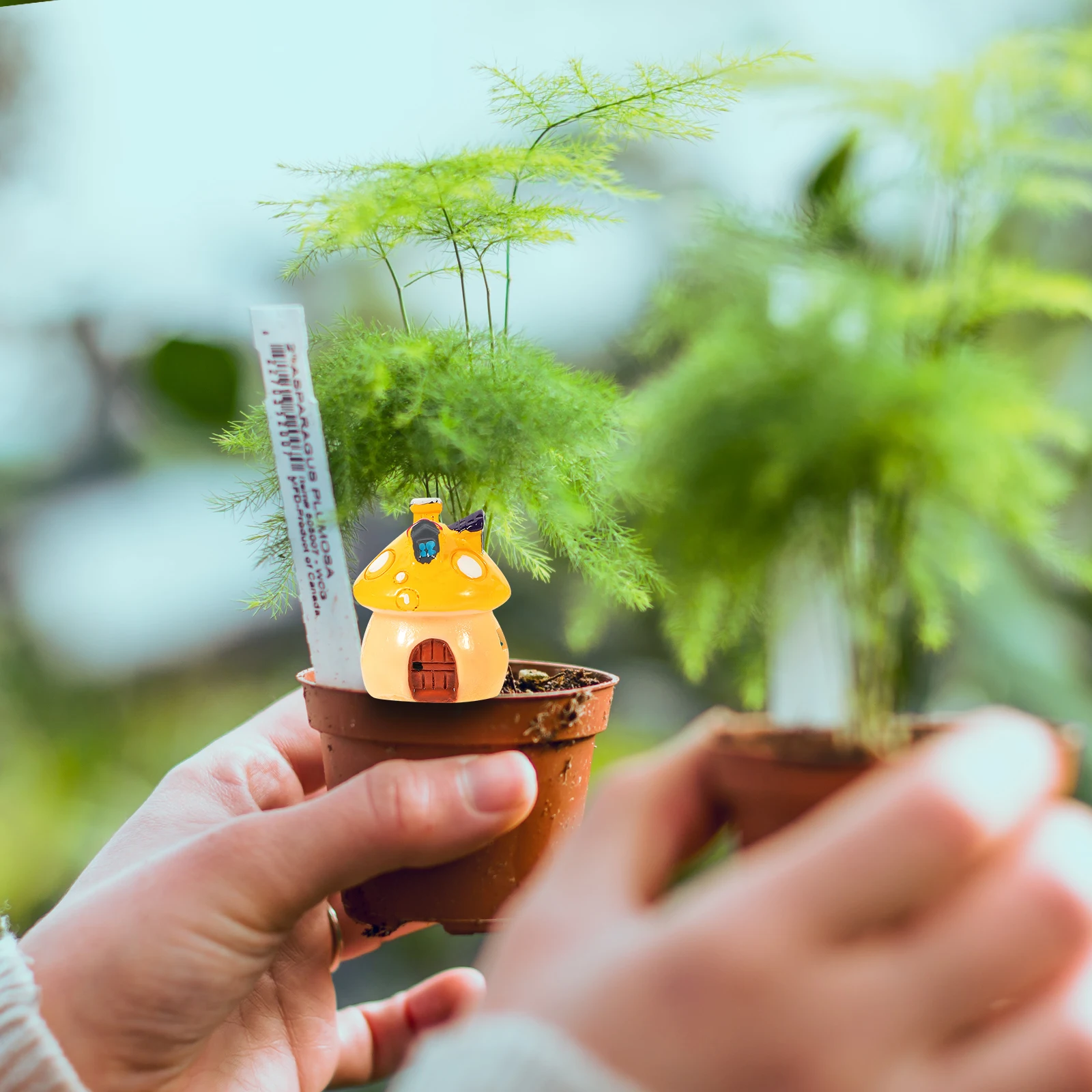 

6 Pcs Mushrooms Mini Houses Village Cartoon Resin Statue Ornament Decor Decorative