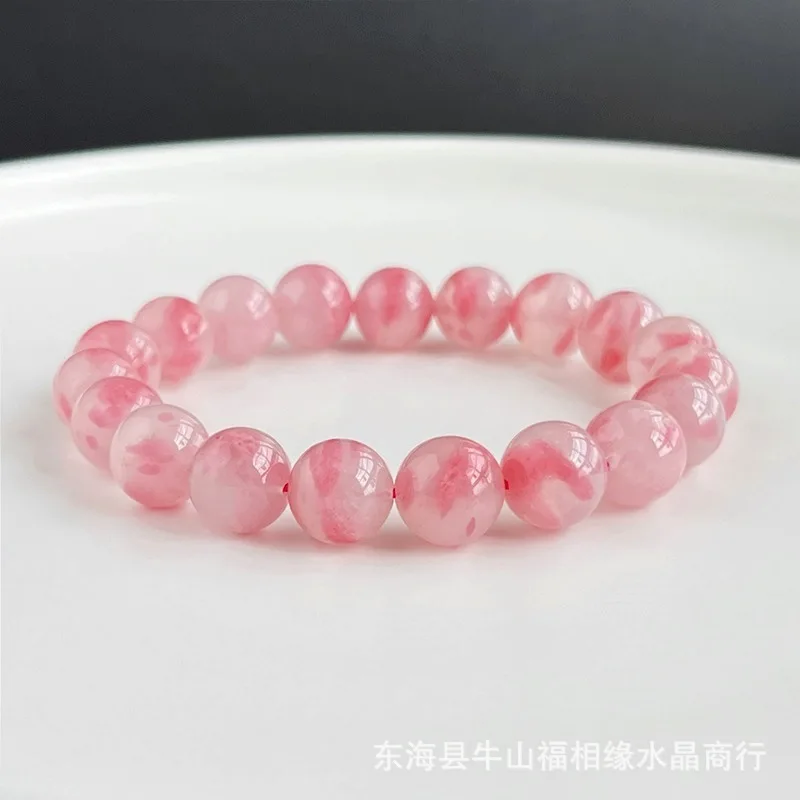 Cherry Blossom Rain Rose Stone Bracelet Natural Jade Rose Pyroxene Pink Petal-shaped Hand String for Men and Women Luxury Gifts
