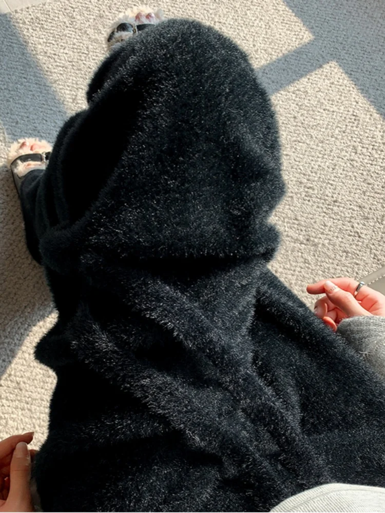 กางเกงขายาวขนมิงค์สำหรับผู้หญิง ฤดูใบไม้ร่วง ฤดูหนาว เอวสูง สไตล์ลำลอง เนื้อนุ่ม ทรงตรง ผ้าขนสัตว์ถัก