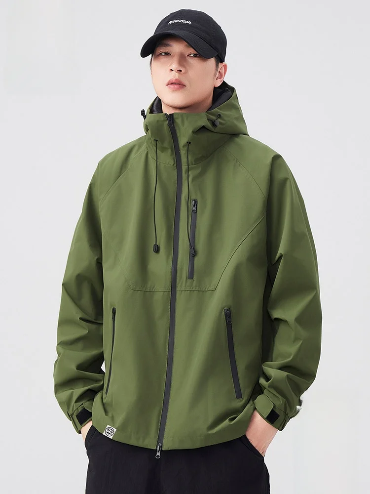 

PaulFrank Loose Fit Casual Jaet Outdoor Spring Autumn Men's Sle Polyester Fiber Windproof Zipper Closure Hooded Coat
