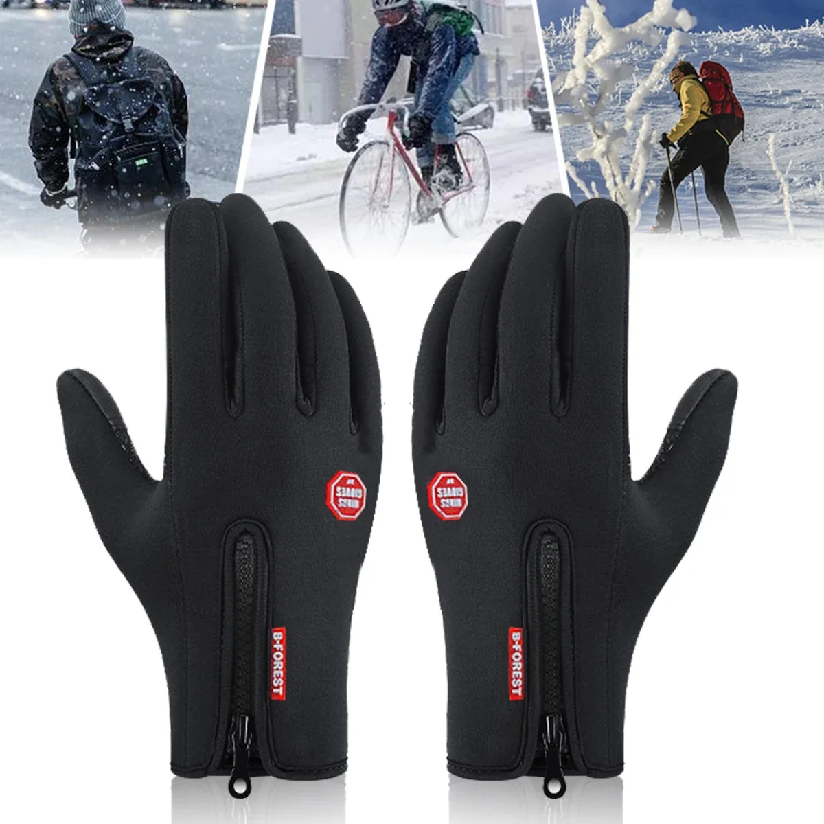 

Bicycle Motorcycle Gloves Outdoor Sports Running Travel Ski Gloves Camping Hiking Autumn Winter Touch Screen Zipper Gloves