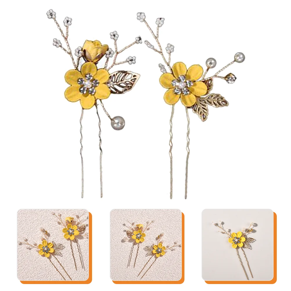 

2 Pcs U-shaped Hairpin Wedding Accessories Bridal Headband Hairpins for Women Fabric Headbands