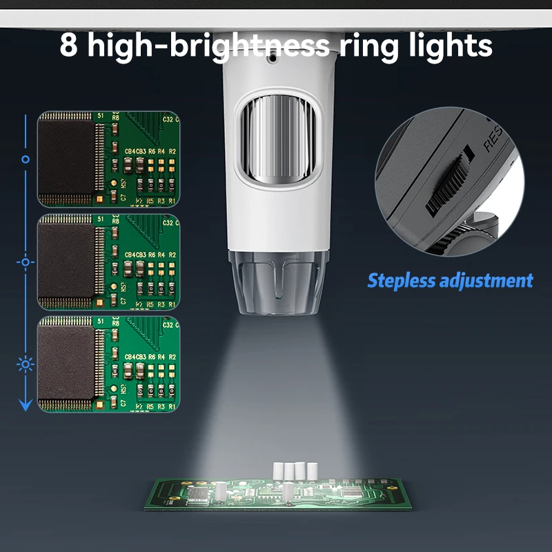 HDMI Digital Microscope 7'' IPS Screen 1200X Coin Microscope with 8 LEDs 5MP HD Soldering Microscope for Electronics,PCB, Repair