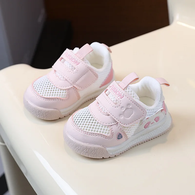 Summer Breathable Mesh Walking Shoes Boy Girls Children Panda Soft-Soled Casual Sneakers Kids Non-Slip Casual White Shoe Outdoor