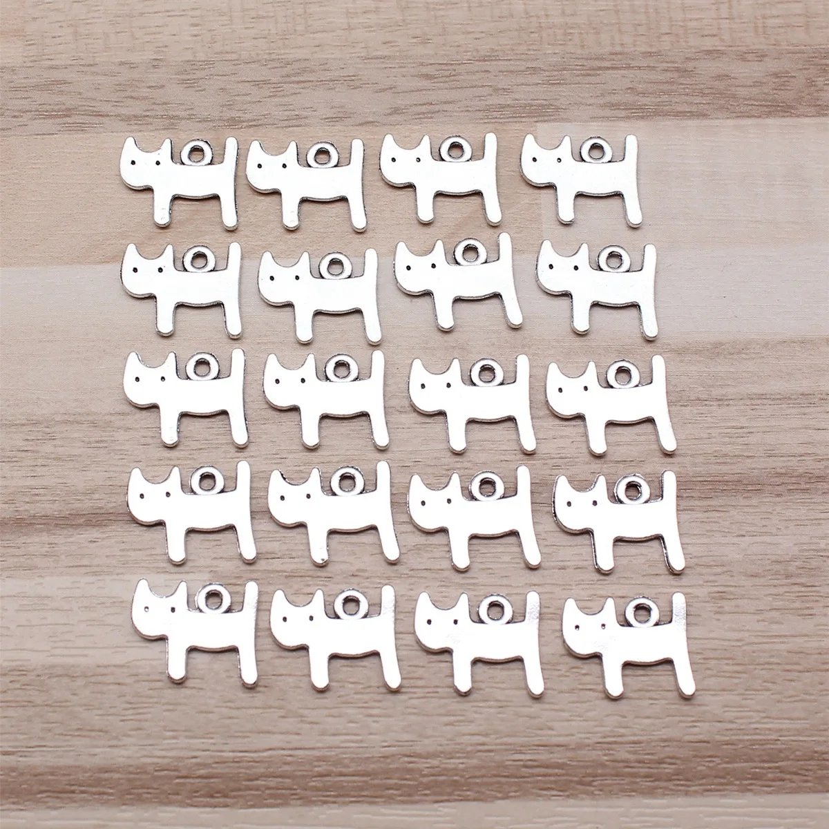 IFOCUS 20pcs/Lot Cat Charms For DIY Jewelry Making Zinc Alloy 14x12mm/0.55x0.47inch