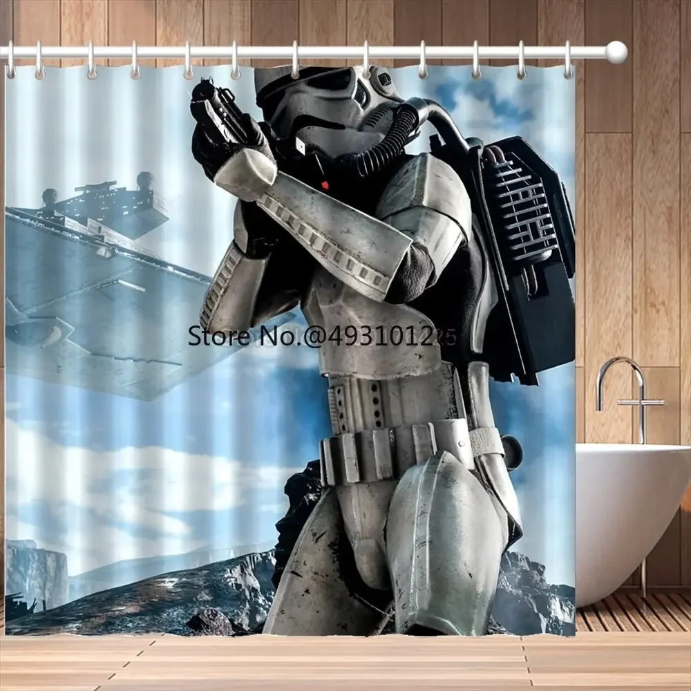 

2026 аниме белый черный воин занавеска для душа для ванны 1 шт. водонепроницаемый 3D милый мультфильм с крючками для украшения детской ванной комнаты