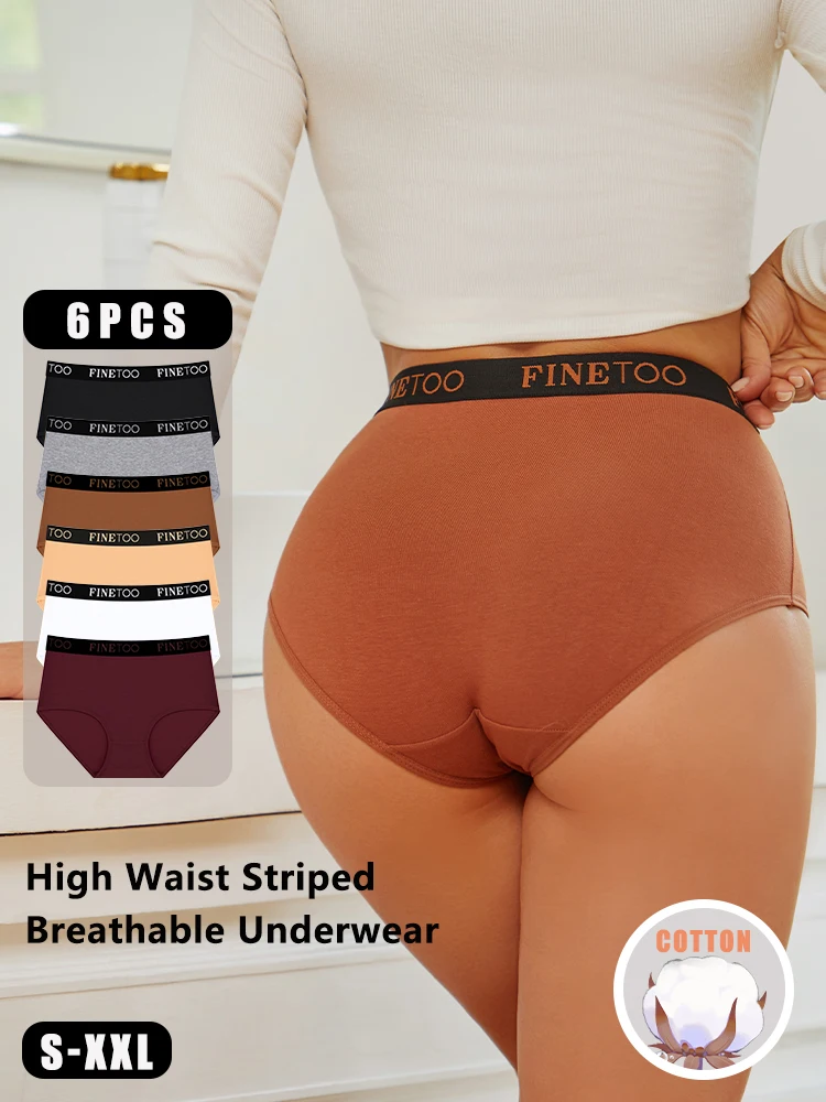 Finetoo 6 Teile/satz Frauen Nahtlose Baumwolle Slip Frauen Plus Größe Höschen Atmungsaktive Unterwäsche Weibliche Hohe Taille Weiche Dessous S-XXL