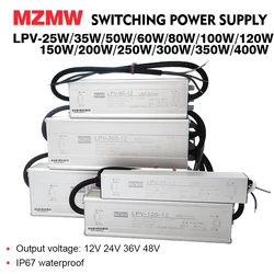 MZMW IP67 Waterproof Switching Power Supply 25W-400W AC-DC 12V 24V 36V 48V Outdoor Light Box LED Driver Lighting Transformer 80W