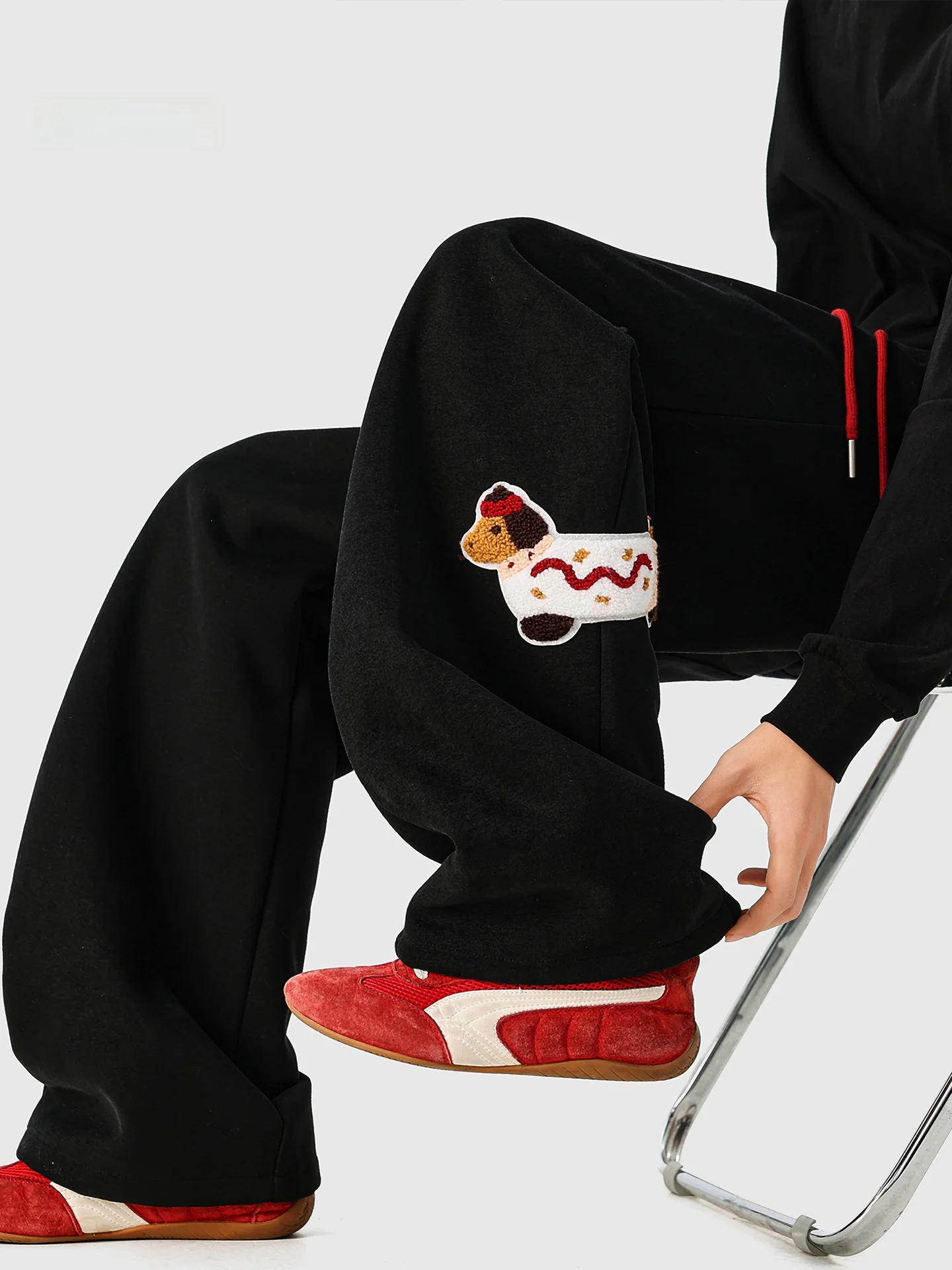 

American Sle Heavyweight Fun Sausage Dog Sweatpants Men's Autumn Winter Fce Lined Thiened High Sensation Sports Casual...