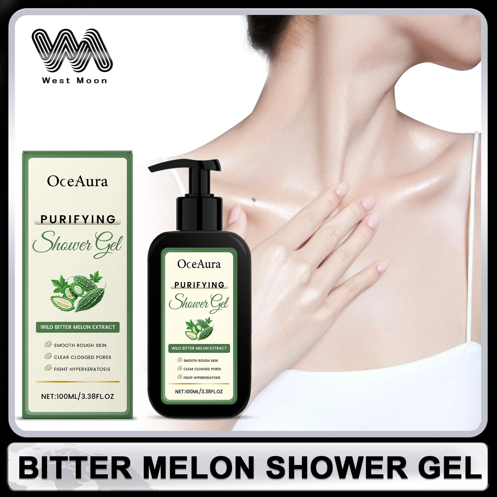 

Bitter Melon Shower Gel Purifying Pore Anti Acne Remove Dirt Refreshing Softening Improve Roughness Skin Oil Control Body Wash