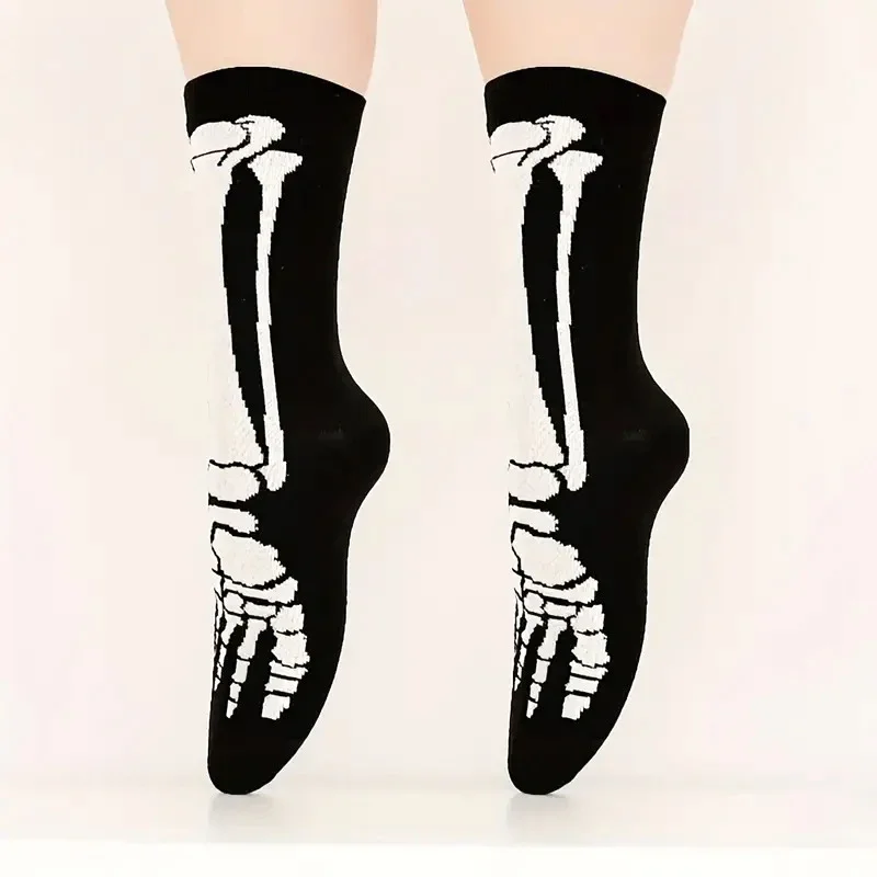 1pair Casual Women Gothic Halloween Socks Black Creative Men Fashion Cosplay Hip Hop Ghost Claw Novelty Couple Socks Size 36-43