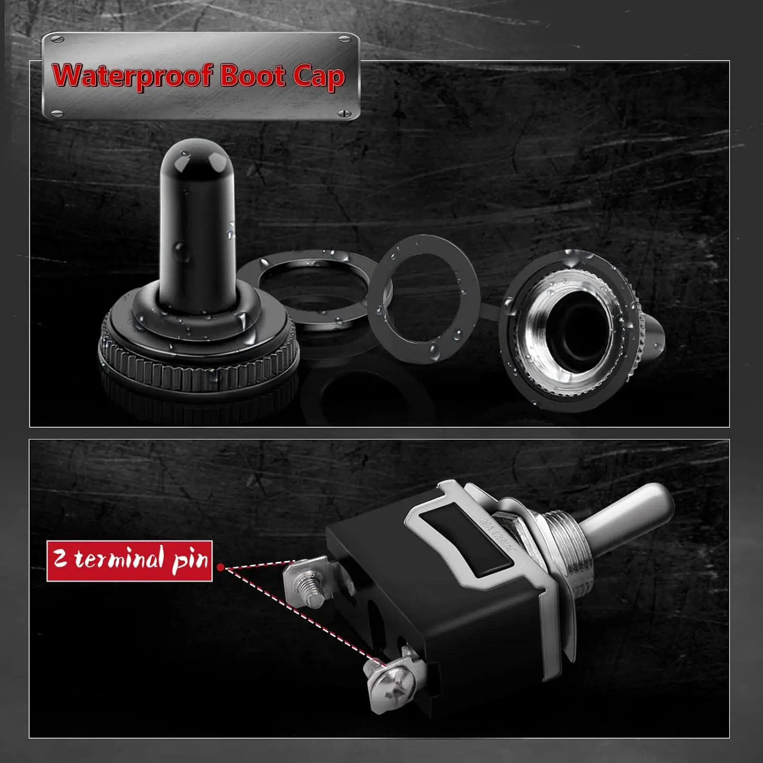 8 Pack 2 Pin ON Off SPST Car Rocker Switches 20A 12V Heavy Duty Waterproof Toggle Switch