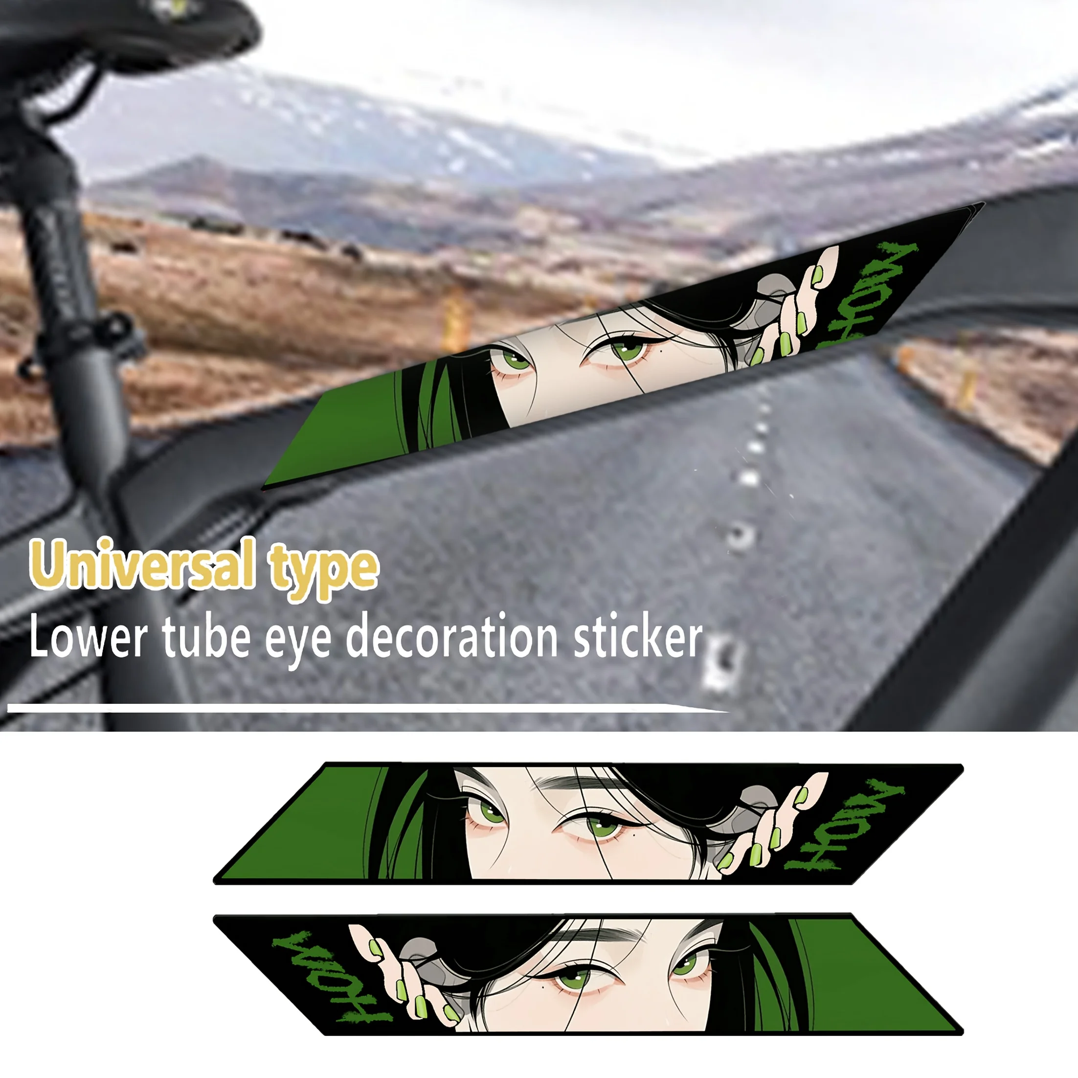 2D flat motorcycle sticker road bike lower tube animation eye mountain bike body JDM personalized decoration waterproof film