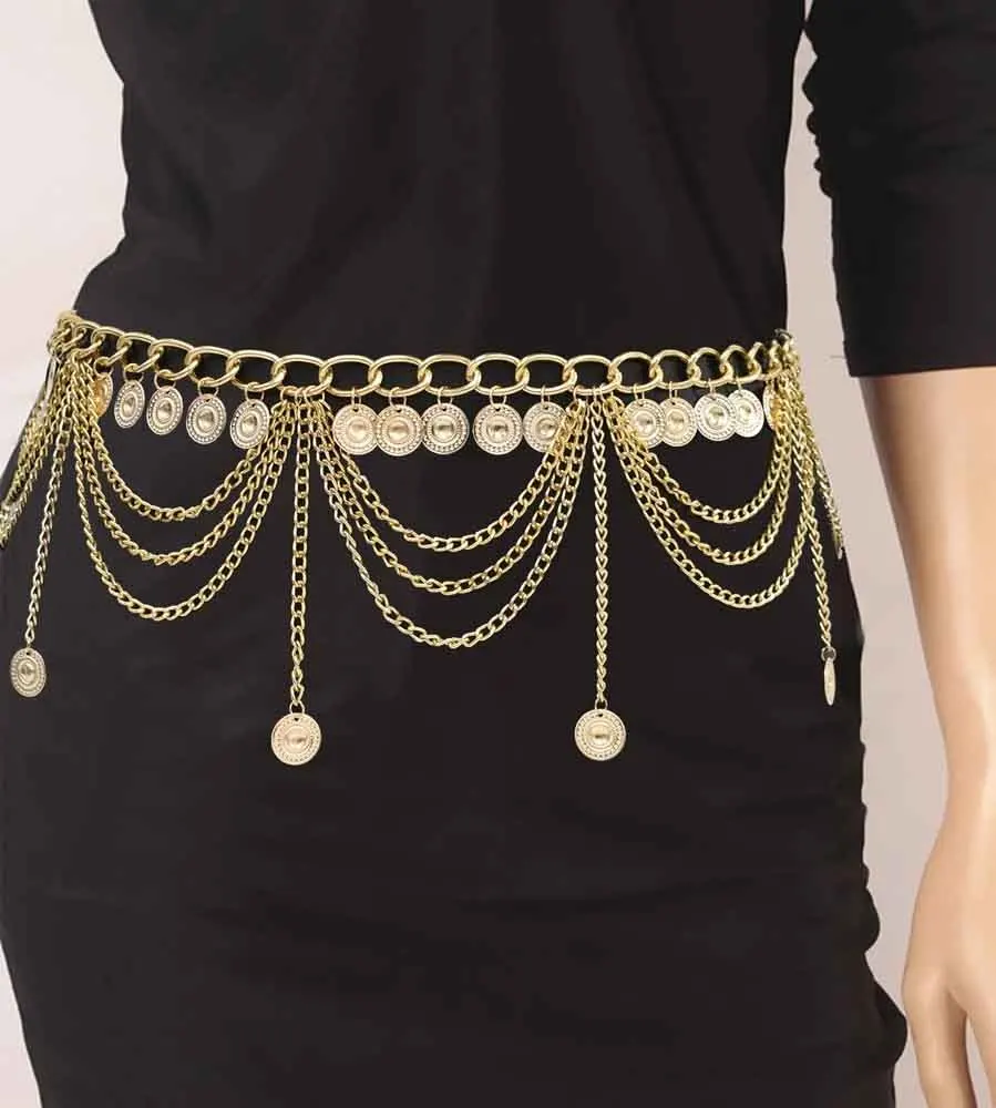 Indian Metal Coin Belly Chains for Women Female Hollow Flower Dance Dress Belt Body Waist Chains Thailand Party Jewelry Gift