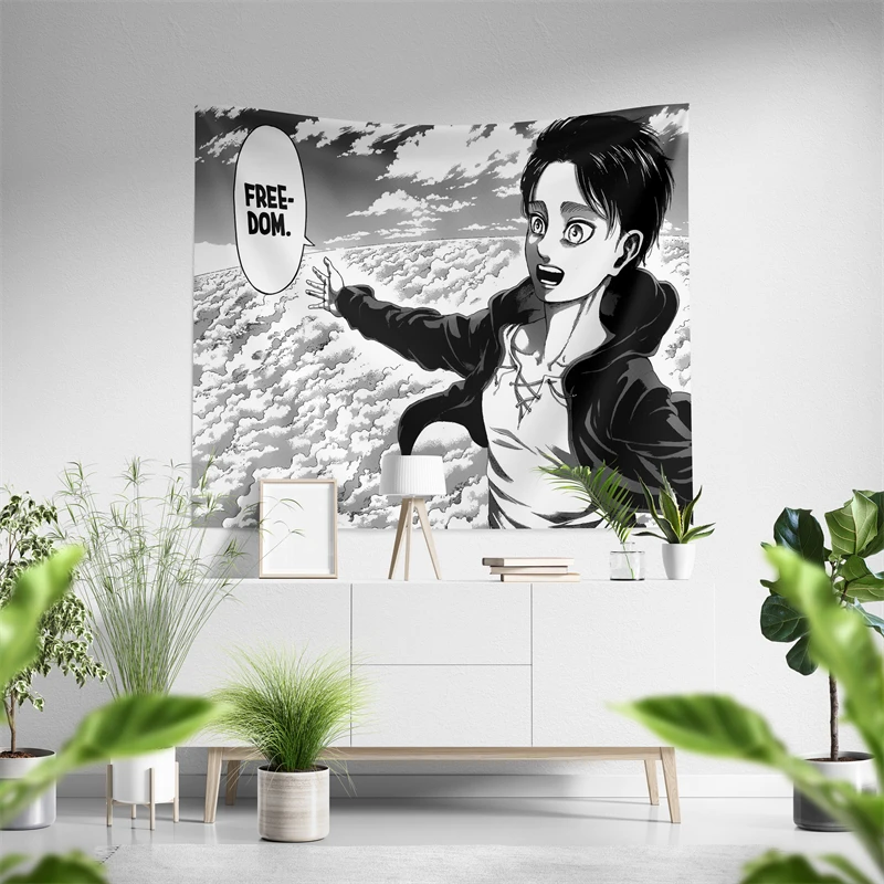 Aertemisi Eren Jaeger Freedom Panel Tapestry Wall Hanging Art for Bedroom Living Room College Dorm Party Backdrop Home Room