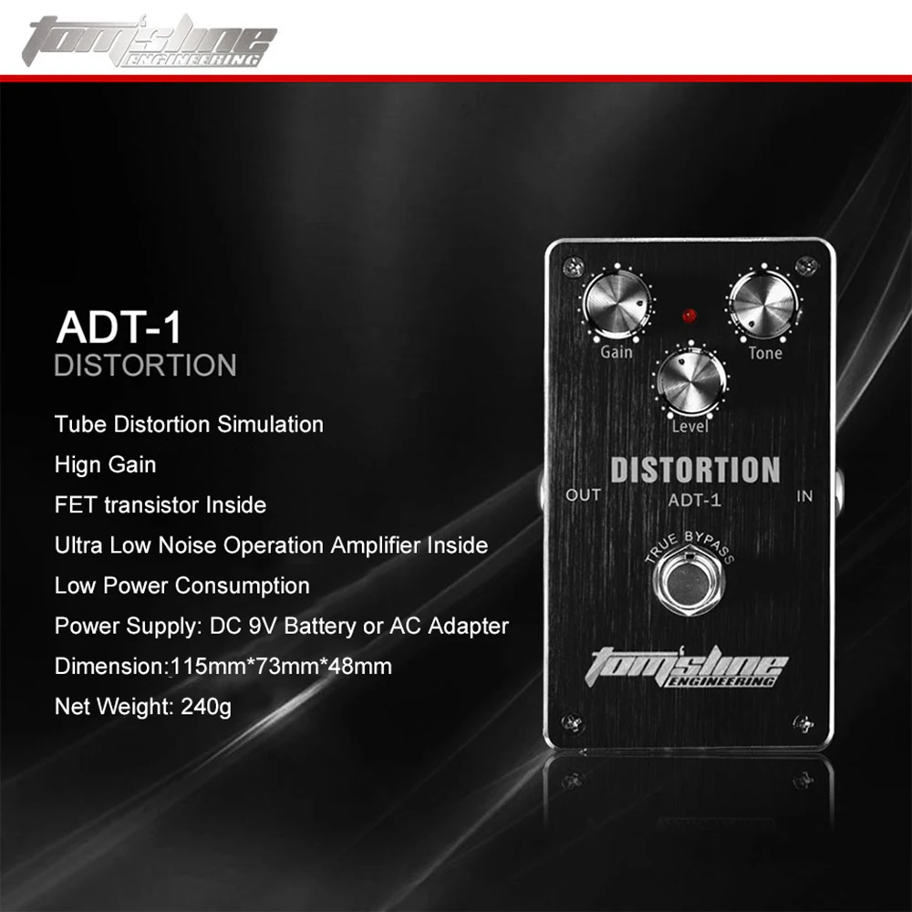 AROMA ADT-1 Electric Guitar Distortion Effect Pedal True Bypass Aluminum Alloy Housing Electric Guitar Accessories Effect Pedal