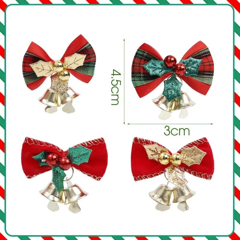 القوس عيد الميلاد مع جرس صغير ، اكاليل شجرة عيد الميلاد ، قلادة معلقة ، زخرفة Bowknot صغيرة ، لتقوم بها بنفسك الحرف هدية ، زينة السنة الجديدة
