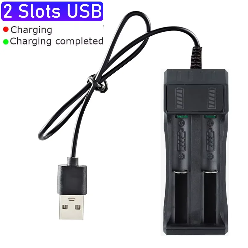 18650 Battery Charger 1-4 Slots Dual 18650 Charging 3.7V  Rechargeable Lithium Battery USB Charger For 16340 14500 18650 26650