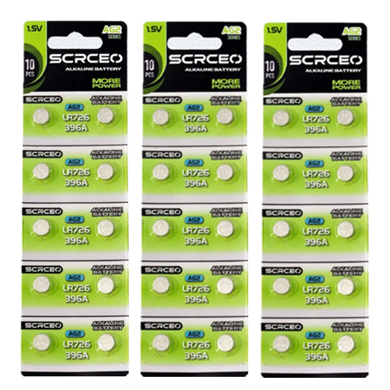 5-100 Uds 1,55 V AG2 batería de botón alcalina LR726 397 396A SR726 SR726SW LR59 SR59 3996 batería de botón para reloj juguetes célula remota