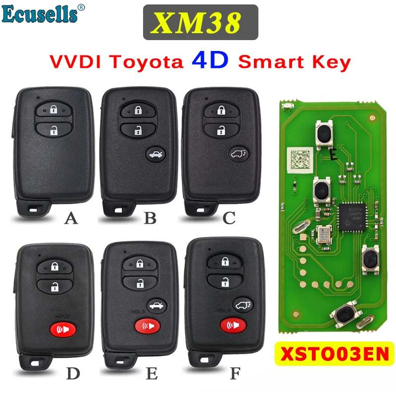 Xhorse Universal VVDI 4D Smart Remote Key XSTO03EN For Toyota Support Renew and Rewrite 312/314/434Mhz A433 F433 5290 3370 0140