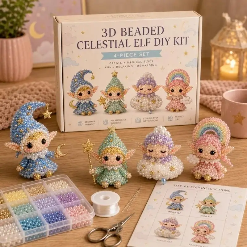 3D Beaded Forest Elf DIY Kit All Materials Included Beginner Friendly Guide For Home Crafting Family Time Creative Gifting